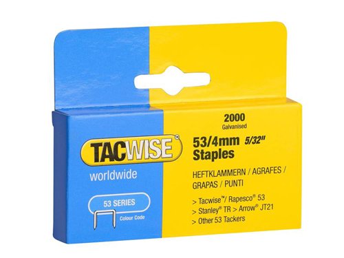 Tacwise 53 Light-Duty Staples 4mm (Type JT21  A)  (Pack 2000)