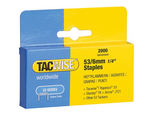 TAC0334 Tacwise 53 Light-Duty Staples 6mm (Type JT21  A)  (Pack 2000)