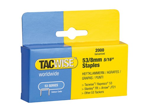 Tacwise 53 Light-Duty Staples 8mm (Type JT21  A) (Pack 2000)