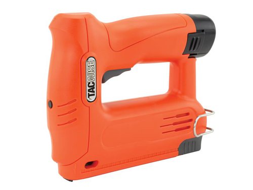 The Tacwise 53-13EL Cordless Staple/Nail Gun is powered by an interchangeable 12V lithium-ion battery, the perfect choice for the busy tradesman or enthusiastic DIYer.This cordless model is perfect for furniture upholstery and decorative work such as fastening canvas, leather, plastic sheeting, netting, frames and more.The handy belt hook provides easy storage on the move, whilst the LED light offers precise stapling/nailing. Switch seamlessly between staples and nails thanks to the bottom loading design and know when you’re running low with the useful refill window. The 53-13EL also features single shot or contact trip/bump firing modes, designed for maximum power for various staple lengths without adjustment.Supplied with: 1 x 12V Battery, 1 x Charger, 200 x 53/8mm Staples, 200 x 13/6mm Staples and 1 x Handy Neoprene Storage Bag.Backed by a 2-year guarantee when using Tacwise staples and nails.Specifications:Fires: 53 & 13 Staples: 6-12mm, 180/18g Brads: 10mm.Weight: 0.9kg.