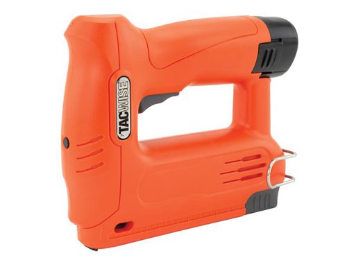 The Tacwise 140-180EL Cordless Staple/Nail Gun is powered by an interchangeable 12V lithium-ion battery, the perfect choice for the busy tradesman or enthusiastic DIYer.A powerful staple/nail gun firing the professional's heavier gauge 140 staple which provides excellent holding power on materials such as plastic sheeting and netting. This compact tool delivers consistent results time after time.The handy belt hook provides easy storage on the move, whilst the LED light offers precise stapling/nailing. Switch seamlessly between staples and nails thanks to the bottom loading design and know when you’re running low with the useful refill window.Supplied with: 1 x 12V Battery, 1 x Charger, 200 x 140/8mm Staples, 200 x 180/10mm Nails and 1 x Handy Neoprene Storage Bag.Backed by a 2-year guarantee when using Tacwise staples and nails.Specifications:Fires: 140 Staples: 6-12mm, 180/18g Brads: 10mm.Weight: 0.9kg.