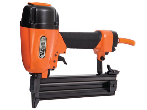 The Tacwise DFN50V Pneumatic Air Powered Finish Nailer fires 16 gauge finish nails 20-50mm in length. It has a 360° exhaust, no mar tip, rubber comfort grip and high durability driver blade system. Ideal for joinery, exhibitions, furniture & construction.Specifications:Magazine Capacity: 100 Brads.Nail Range 20-50mm.Operating Pressure: 70-120 PSI / 86 dBA.Trigger: Contact Trip (Bump).Weight: 1.2kg.