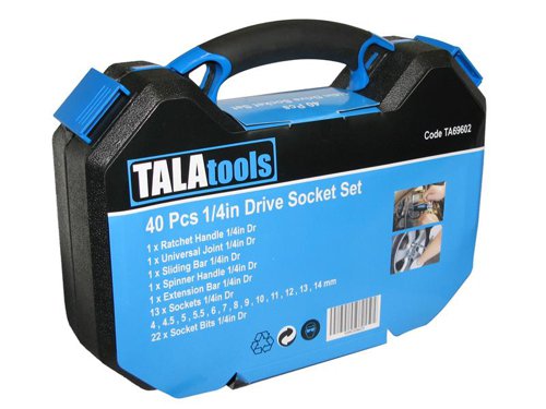 TAL 1/4in Drive Socket & Accessory Set, 40 Piece
