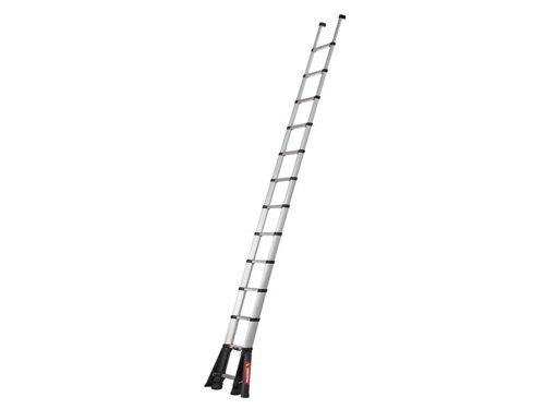 Telesteps Prime Line Telescopic Ladder with Stabilisers. The ladders triangular tube design increases strength and makes the ladder more resistant to twisting. Lightweight but strong, made of high quality anodised aluminium with glass fibre reinforced plastic fittings.The ladder is designed be used at a 75 degree leaning angle, angled rubber feet ensure you always have maximum surface contact. A rubber top section also helps to prevent sliding and limits damage to walls. Wide and level rungs minimise slipping and reduce fatigue. These rungs also feature grooved channels to disperse dirt, making the rungs safer. The red safety tabs make it easy to ensure every rung is locked before you use the ladder.Smart and safe unlocking, 'Slow Close' and Autostep® (2 push buttons for closing the ladder) help to prevent injuries. Due to its compact size, Prime Line is easy to transport in almost any vehicle. This also makes it easy to use in any working area, whether its a tight space or you need an elevator to get there.EN 131 and SP (RISE) certified.This Telesteps Prime Line Telescopic Ladder with Stabilisers has the following specifications:No. of Treads: 13.Extended Length: 4.1m.Tread Width: 80mm.Working Height: 4.9m.Closed Length: 0.93m.Width: 0.56m.Weight: 17.4kg.