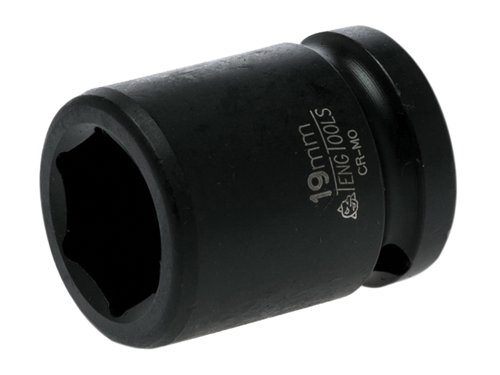 TEN Impact Socket Hexagon 6-Point 1/2in Drive 19mm