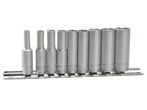 TEN M1407 Deep Socket Clip Rail Set of 10 Metric 1/4in Drive