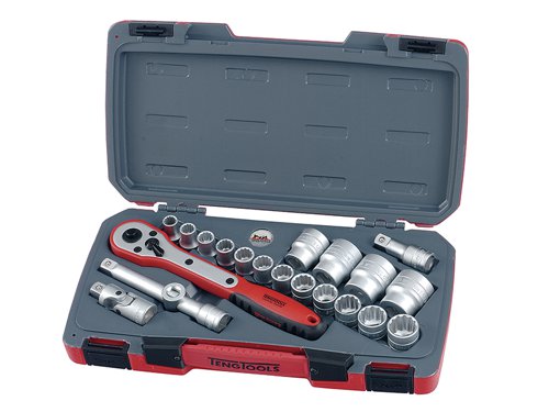 TEN T1221 Socket Set of 21 Metric 1/2in Drive