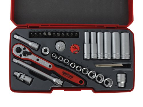 TEN T1436 Socket Set of 36 Metric 1/4in Drive