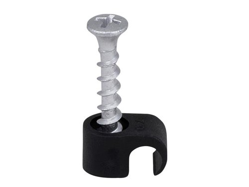 TIL Screw Clip Round 7-10 Black PH2 x 33mm Box 100