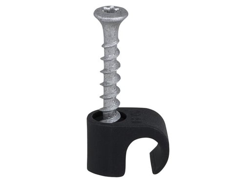 TIL Screw Clip Round 10-14 Black TX20 x 33mm Box 100