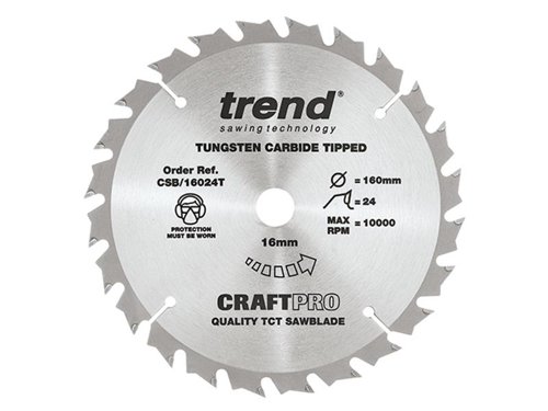 TRE CSB/16024T CraftPro Thin Kerf Saw Blade 160 x 16mm x 24T