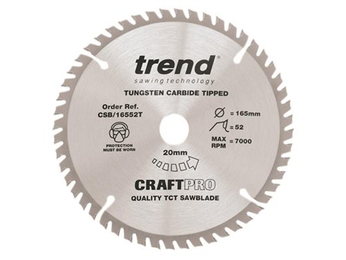 TRE CSB/16552T CraftPro Thin Kerf Saw Blade 165 x 20mm x 52T