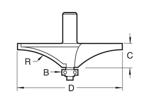 TRE C191 x 1/2 TCT Bearing Guided Handrail Cutter 51mm Radius