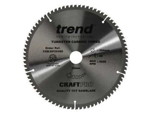 TRE CSB/AP25480 Craft Pro Saw Blade for Aluminium & Plastic 254 x 30mm x 80T