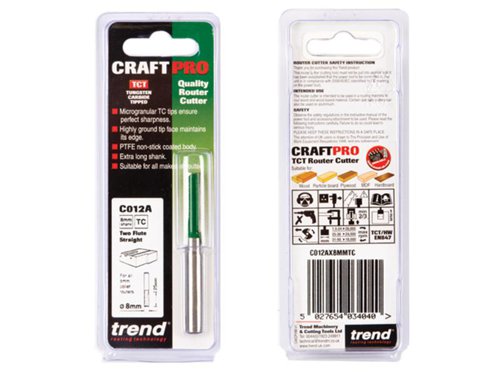 TRE C012A x 8mm TCT Two Flute Cutter 8.0 x 25.0mm
