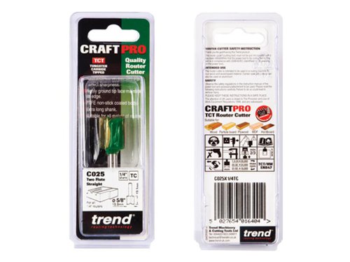 TRE C025 x 1/4 TCT Two Flute Cutter 15.9 x 19.1mm