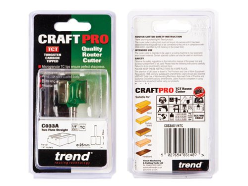 TRE C033A x 1/4 TCT Two Flute Cutter 25 x 19mm