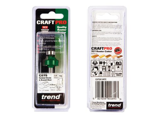 TRE C075 x 1/4 TC Round Over Two Flute Cutter 4.8 x 12.7mm