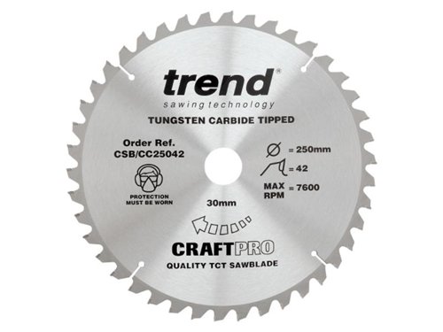 TRE CSB/CC25042 CraftPro Mitre Saw Blade 250 x 30mm x 42T