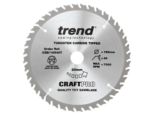 TRE CSB/16540T CraftPro Thin Kerf Saw Blade 165 x 20mm x 40T