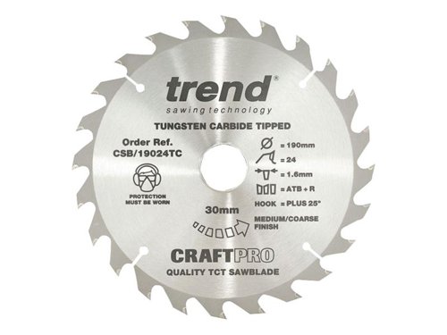 TRE CSB/19024TC CraftPro Cordless Saw Blade 190 x 30mm x 24T