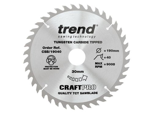 TRE CSB/19040 CraftPro Circular Saw Blade 190 x 30mm x 40T