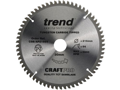 TRE CSB/AP21664 CraftPro Mitre Saw Blade 216 x 30mm x 64T