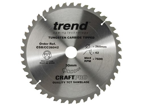 TRE CSB/CC26042 CraftPro Mitre Saw Blade 260 x 30mm x 42T