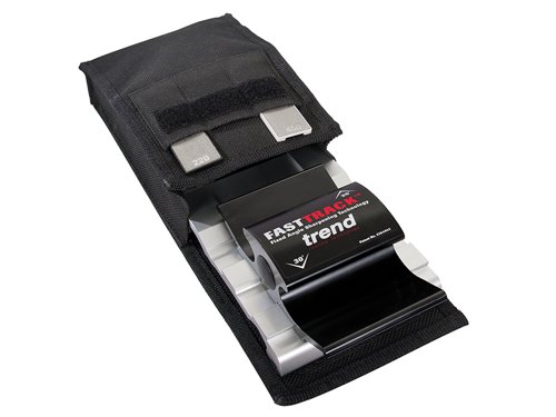 The Trend Case for Fast Track Sharpener is a heavy-duty fabric which will hold the Trend Fast Track and accessory diamond stones. For use with FTS/KIT and FTS/KIT/MK2. It has pockets to accept three accessory stones, and a hook and loop flap to keep contents secure.It features a hanging loop/ carry strap and keeps the accessories, including cleaning block and non-slip mat, together with the sharpener.Specification:Size: 210 x 130 x 70mm.