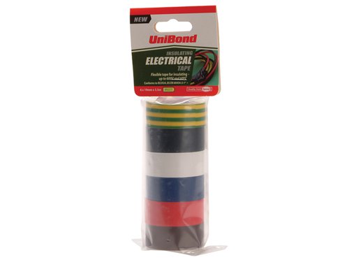 UNI Electrical Tape (6 Colour Pack) 19mm x 3.5m