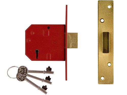 The Union 2134E British Standard 5 lever mortice deadlocks are ideal for external timber doors hinged on the left or right with the keys being suitable for doors up to 54mm thick. The deadbolt is locked or unlocked by the key from either side, and a 20mm deadbolt for secure positive deadlocking and additional resistance against attack.2134E features an anti-pick, anti-saw and anti-drill security, Chamfered bolt design that increases the performance of the lock under side load testing. The chamfer of the bolt also makes drilling attack more difficult, Supplied with covered escutcheon to match forend.The 2134E series locks are recommended by insurance companies, kitemarked to BS3621: 2007(British Standard). They are also covered by a 15 Year guarantee.Deadbolt Brass, with hardened steel rollersRebate Kit 2954 (13mm, 19mm or 25mm)Supplied with 3 steel nickel plated keysKey Blank Number KB430A deadlock has a single deadbolt which is locked or unlocked and locked by means of a key from either side, whereas, a sashlock has both a deadbolt and a latch which is operated from either side by a lever handles.The security level of mortice deadlocks or sashlocks ranges from 2-5 levers. The higher the number of levers the more secure the lock is.Forend Finish: Satin Chrome (Striking Plate Finished to match forend)Case Size: 79.5mm x 71.5mm (3 in)Backset: 57.5mm This is the measurement from the edge of the door to the centre of the keyhole.Pack Type: Boxed