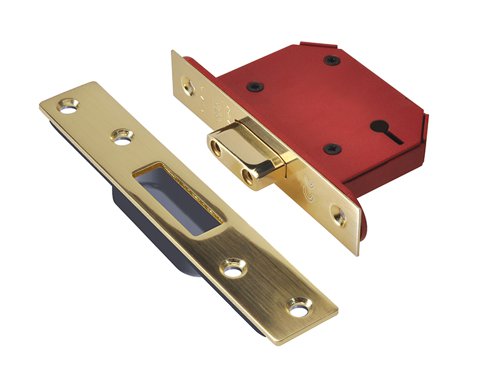 UNNY2103PB25 UNION StrongBOLT 2103S 3 Lever Mortice Deadlock Polished Brass 68mm 2.5in Visi