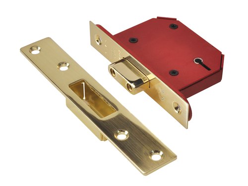 UNNY2105PB25 UNION StrongBOLT 2105S Polished Brass 5 Lever Mortice Deadlock Visi 68mm 2.5in