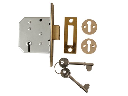 UNNY2177PL25 UNION 2177 3 Lever Mortice Deadlock Polished Brass 65mm 2.5in Visi