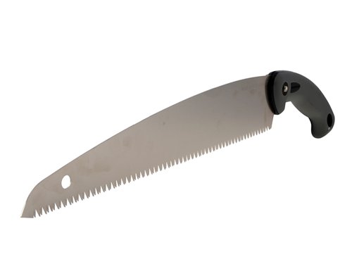 The Vaughan Coarse/Medium Japanese-Style 'Bear' Pull Saw that cuts on the pull stroke. Made from spring steel that is plated for rust resistance. It is interchangeable with other 'Bear' Saw blades and locks securely, yet can be disassembled for convenient storage. The specially ground, triple edged teeth are impulse hardened to retain sharpness.Blade Length: 333mm (13in).Made in Japan.