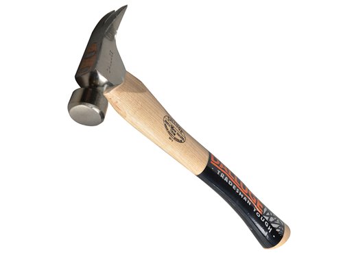 The Dalluge Trim Hammer has a compact, lightweight design which make these hammers ideal for finish and trim work. With a drop-forged, fully polished steel head that has a smooth face for driving nails flush without marking. The 14in handle is made from American grown hickory.Available with a Straight or Curved Handle.Size: 450g (16oz).Dalluge Plain Face Trim Hammer with a curved handle, to improve balance whilst reducing shock transfer.Size: 450g (16oz).