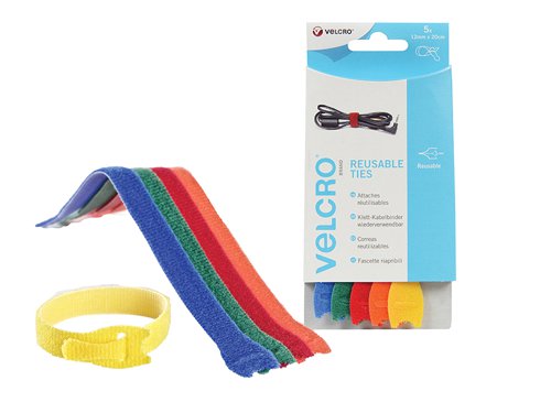 VELCRO® Brand VELCRO® Brand ONE-WRAP® Reusable Ties (5) 12mm x 20cm Multi-Colour