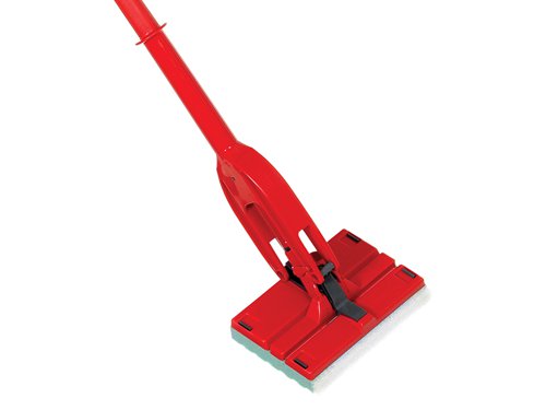 The Vileda Magic Mop Flat Sponge Mop has a 'push-pull' wringing system that means no need for a bucket with a wringer. The double hinge allows more water to be squeezed out, meaning floors dry faster. It has an absorbent sponge with grooves for efficient cleaning. It includes a non-scratch scourer for removing stubborn marks. Easy to replace refill.1 x Vileda Magic Mop Flat Head & Handle