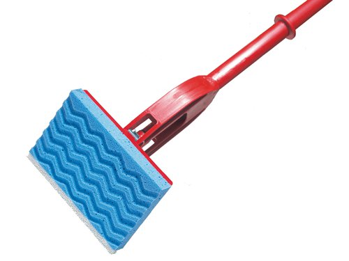 The Vileda Magic Mop Flat Sponge Mop has a 'push-pull' wringing system that means no need for a bucket with a wringer. The double hinge allows more water to be squeezed out, meaning floors dry faster. It has an absorbent sponge with grooves for efficient cleaning. It includes a non-scratch scourer for removing stubborn marks. Easy to replace refill.1 x Vileda Magic Mop Flat Head & Handle