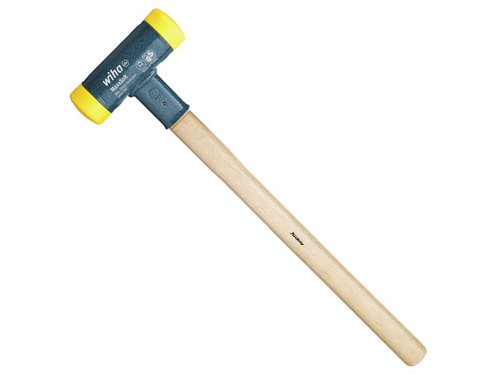 The Wiha Soft-Face Dead-Blow Hammer comes with a yellow, medium-hard hammer head for tool and machine engineering, car repairs, sheet metal and assembly work. Makes work easier, with an optimum impact effect and less effort needed. Deadblow hammering without recoil minimises loads on joints, tendons and muscles. Fitted with an ergonomic hickory wooden handle. This Wiha Soft-Face Dead-Blow Hammer has the following specifications:Hammer Face Diameter: 30mm.Hammer Head Height: 115mm.Overall Length: 350mm.Weight: 436g.