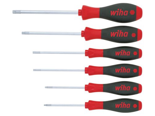 These Wiha SoftFinish® TORX® Screwdrivers come with a round Chrome vanadium steel blade, matt chrome plated. A patented SoftFinish® handle ensures work is kind to hands and muscles. Recommended by doctors and therapists at the German Campaign for Healthier Backs. The unique Wiha handle-length concept provides optimum balance of torque and control.This 6 Piece Set contains the following sizes:6 x TORX® Screwdrivers: TX10 x 80mm, T15 x 80mm, T20 x 100mm, T25 x 100mm, T30 x 115mm & T40 x 130mm.