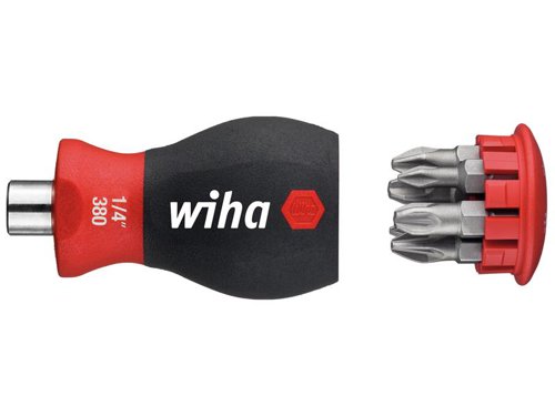 Wiha Magnetic SoftFinish® Stubby Screwdriver with Bit Magazine (PH, PZ)