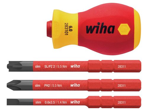 Wiha SoftFinish® electric slimVario Stubby Screwdriver Set, 4 Piece