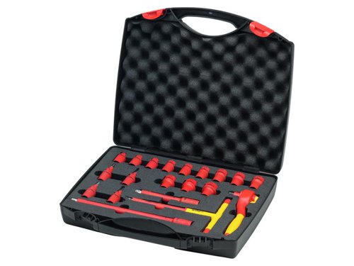 WHA43023 Wiha Insulated 3/8in Ratchet Wrench Set, 21 Piece (inc. Case)