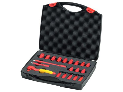 WHA43025 Wiha Insulated 1/4in Ratchet Wrench Set, 21 Piece (inc. Case)