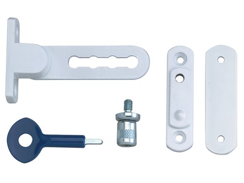This Yale P117 ventilation window lock is ideal for ground floor flats or windows that need to be opened for some ventilation but still keeping window secure from unwanted intruders as the window can be locked in a part openend fashion while still being secure. This lock is finished in white.Surface-fixed lock that offers restricted opening and locking in a ventilation position. Will also restrict opening of window but allows ventilation.Pack of Two