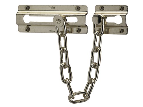 The Yale P1037 range of door chains are ideal to help identify a caller before the door is fully released, the Yale locks are simple to install and is a most welcomed surface fitted security accessory, the door chains can be fitted in minutes and will give you peace of mind and added extra security.Finish: Chrome2 year guarantee