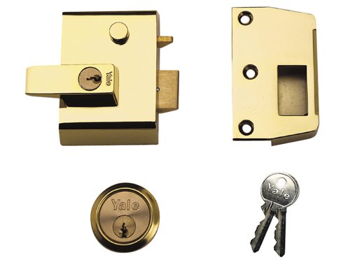 YALP2B Yale Locks P2 Double Security Nightlatch 40mm Backset Brasslux Finish Visi