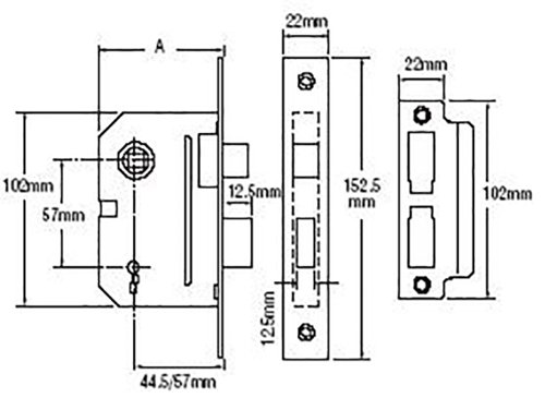 The Yale PM246 2 lever mortice sashlocks offers a standard level of security and are suitable for use on internal timber doors. The deadbolt is locked or unlocked by key from either side.These sashlocks also have a 12.5mm deadbolt, and are suitable for use on internal doors where privacy is required.A deadlock has a single deadbolt which is unlocked and locked by means of a key from either side, whereas, a sashlock has both a deadbolt and a latch which is operated from either side by a lever handles.The security level of mortice deadlocks or sashlocks ranges from 2-5 levers. The higher the number of levers the more secure the lock is.Finish: Polished ChromeCase Size: 67mm x 102mm (2 1/2 in)Backset: 45mm This is the measurement from the edge of the door to the centre of the keyhole.Centre: 57mm This is the measurement from the centre of the follower, which operates the handles, to the centre of the keyhole. In the UK this is commonly 57mm.