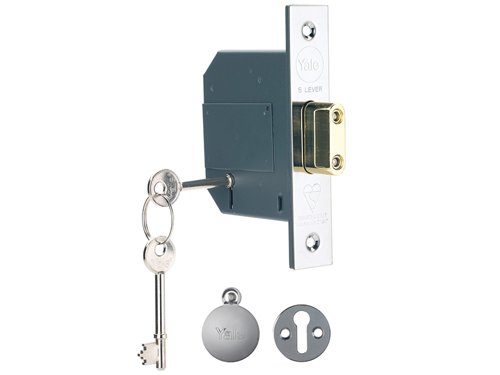 Yale Locks PM562 Hi-Security BS 5 Lever Mortice Deadlock 68mm 2.5in Polished Chrome